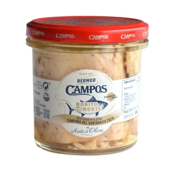 Frasco de Lomos de Bonito del Cantábrico en Aceite de Oliva CAMPOS - 295 g.