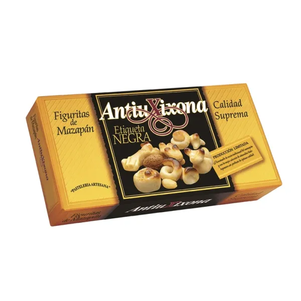 Estuche de Figuritas de Mazapán ANTIU XIXONA Etiqueta Negra - 100 g.