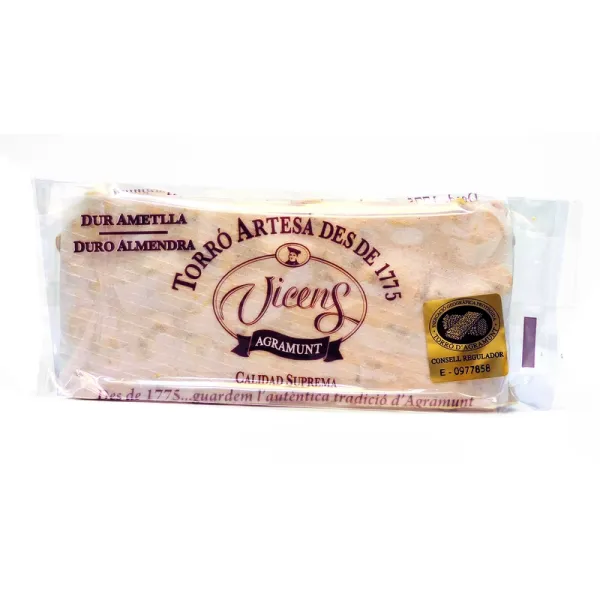 Tableta Turrón Artesano Agramunt VICENS Duro - 200 g.