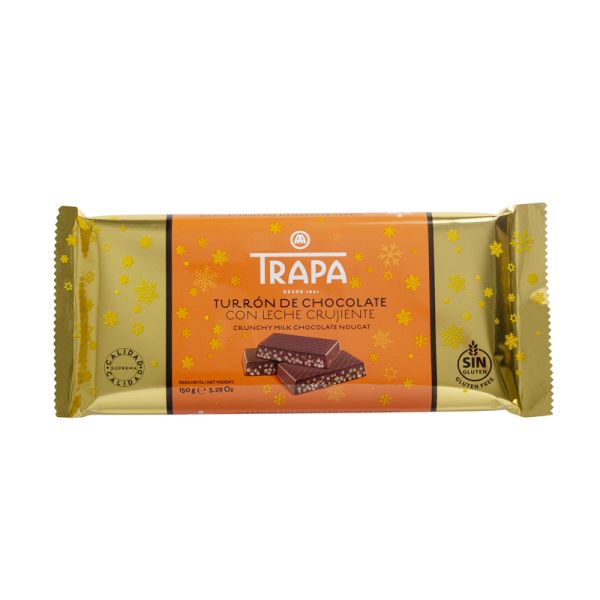 Tableta Turrón de Chocolate Crujiente TRAPA - 140 g.