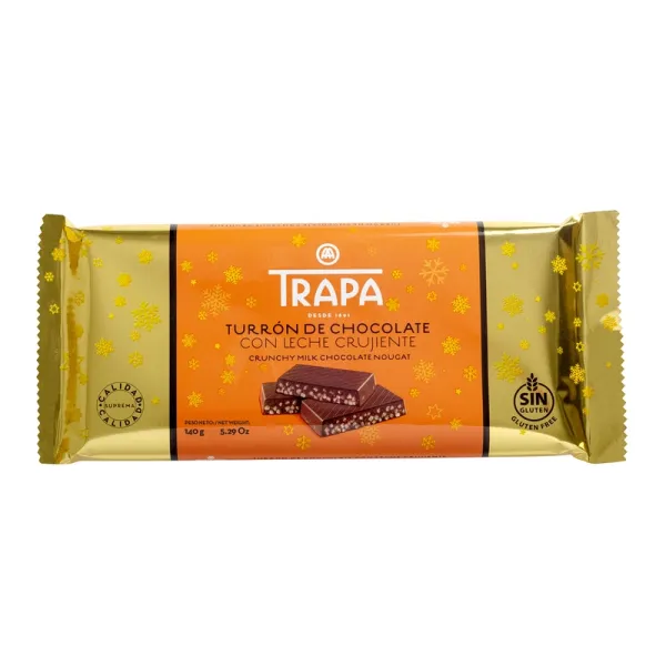 Tableta Turrón de Chocolate Crujiente TRAPA - 140 g.