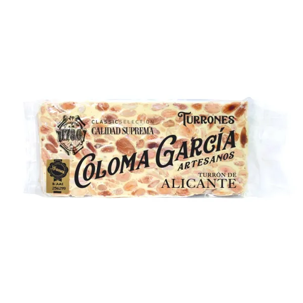 Barra Turrón Artesano de Alicante COLOMA GARCÍA - 200 g.