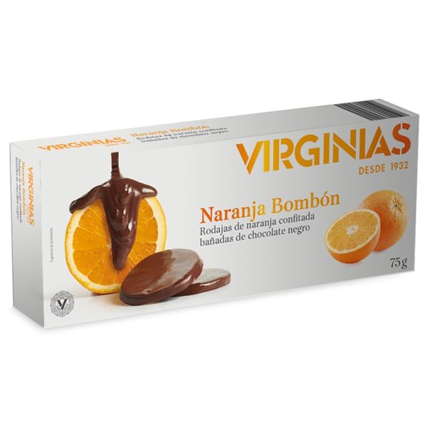Estuche Rodajas de Naranja confitada bañadas de Chocolate Negro VIRGINIAS - 75 g.