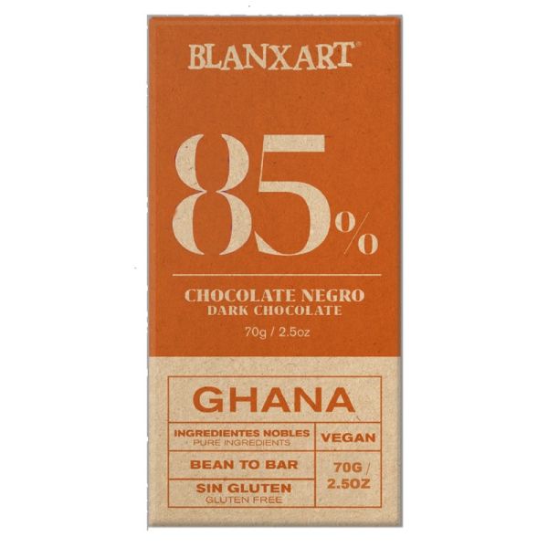 Chocolate negro 85 % Ghana BLANXART - Vegano - 70 g.