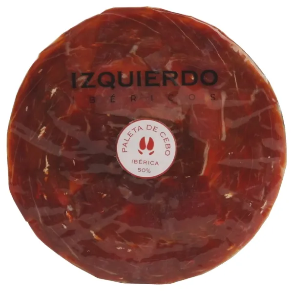 Plato Paleta Ibérica de Cebo IZQUIERDO Salamanca - Cortado por maestros jamoneros - 100 g.