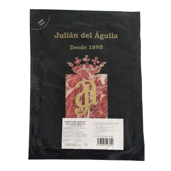 Loncheado Jamón Ibérico de Cebo JULIÁN DEL ÁGUILA - Salamanca - 100 g.