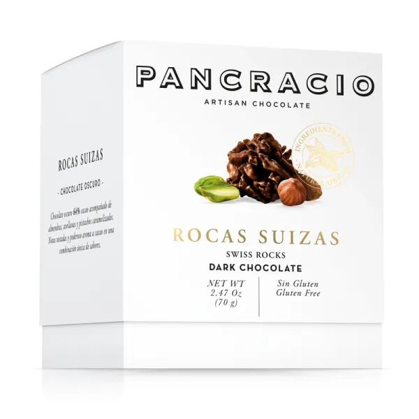 Estuche Rocas Suizas al Chocolate Negro PANCRACIO - 70 g.