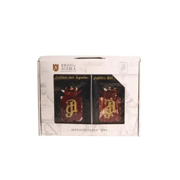 Estuche 12 loncheados Jamón Ibérico de Cebo JULIAN DEL AGUILA - Peso aprox. 12 x 100 g.